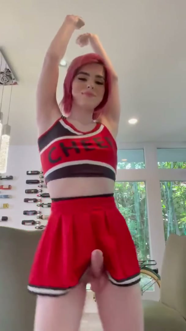 Cheerleader with a hard cock. Ella Hollywood (gif)