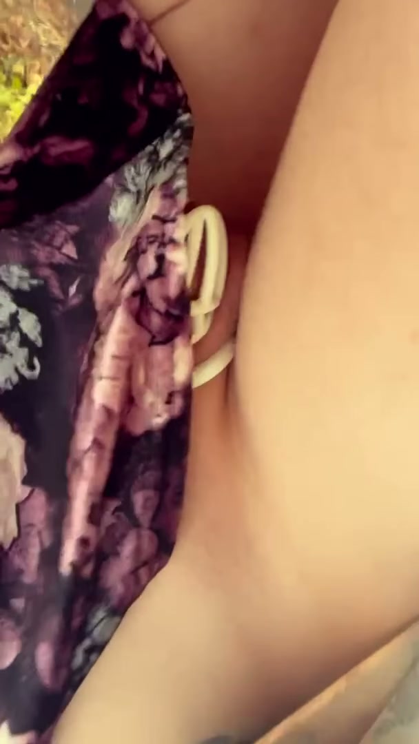 Going for a walk :P Caged and plugged like a good girl 🤭🤭