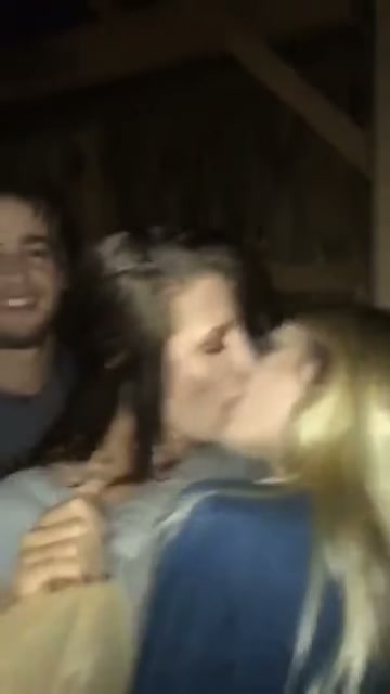 Kissing her best friend while she's getting fucked outdoor