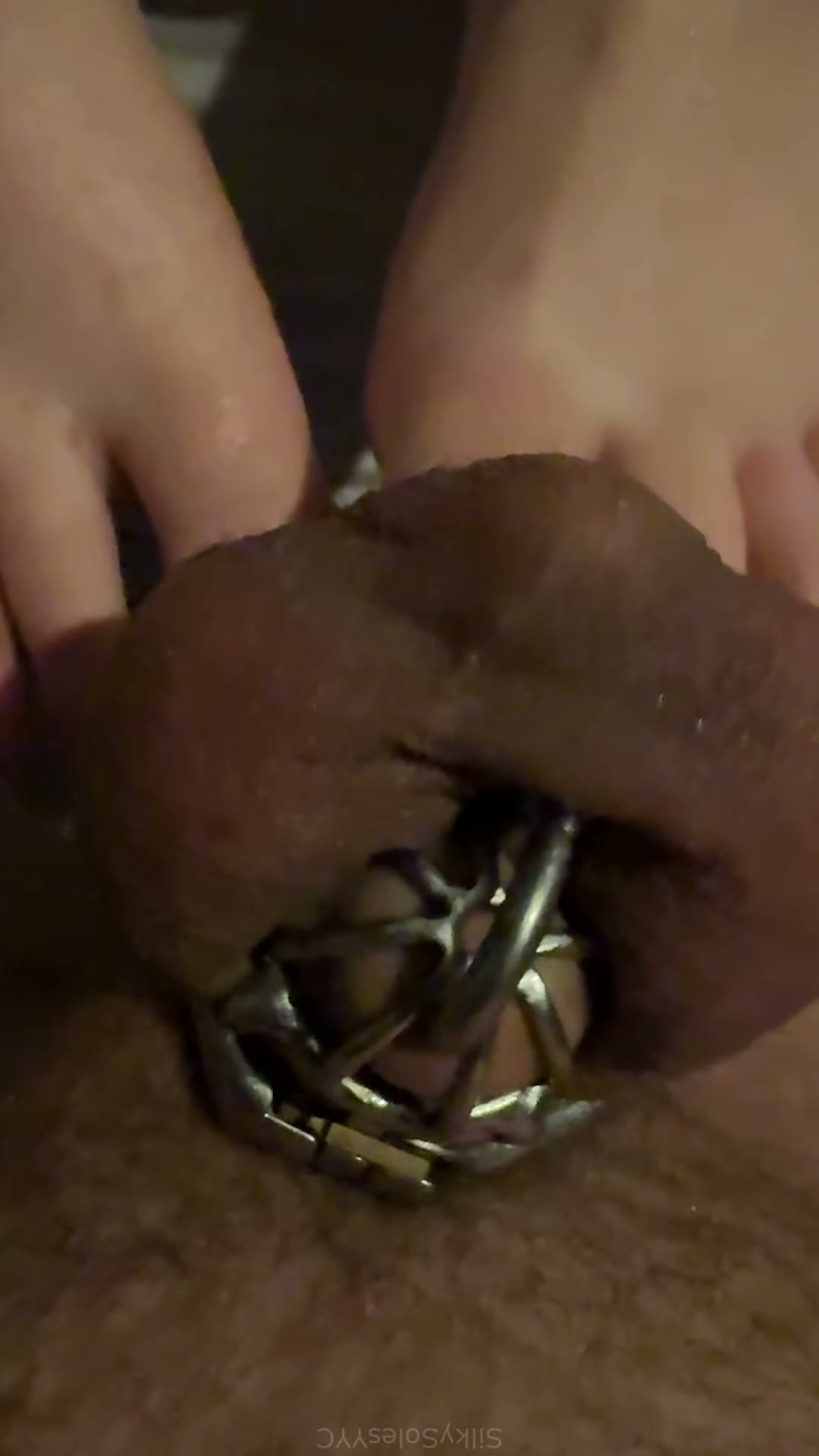 My Wife likes to wind down at night by reading a book, scrolling on her phone, and teasing my locked balls