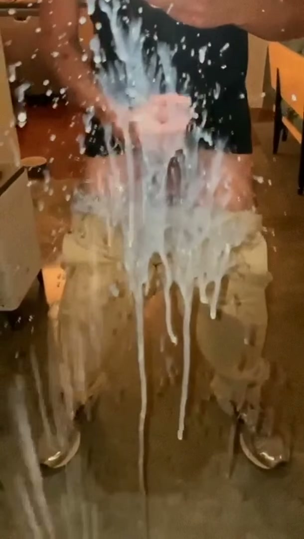 Shooting cum at the mirror